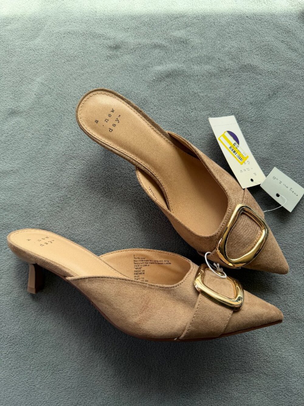 Women's Larissa Pointed Toe Mule Heels – A New Day Beige 6 - Picture 5 of 11